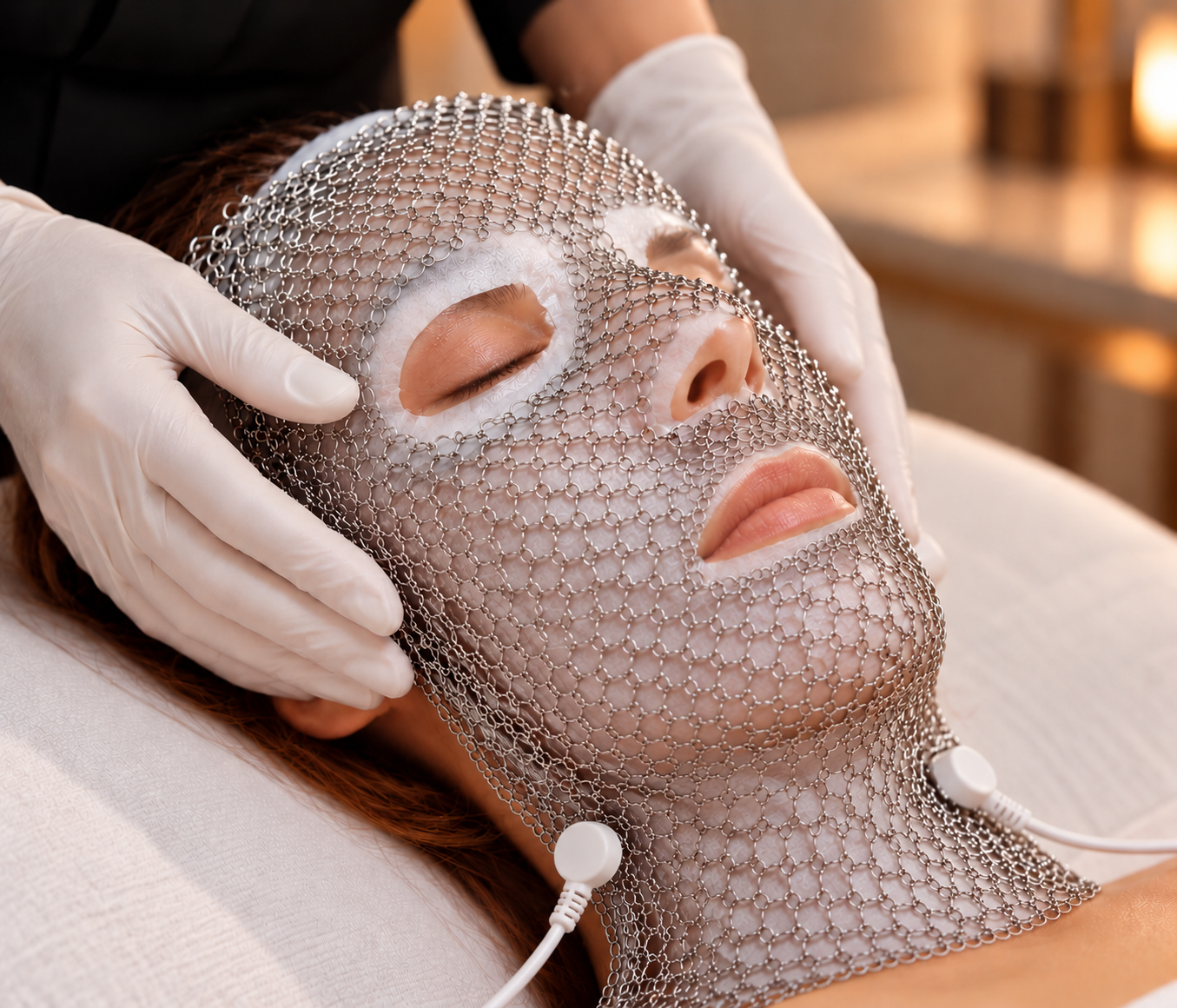 Soin Dermotechnology avec masque métallique, masque de biocellulose et branchements